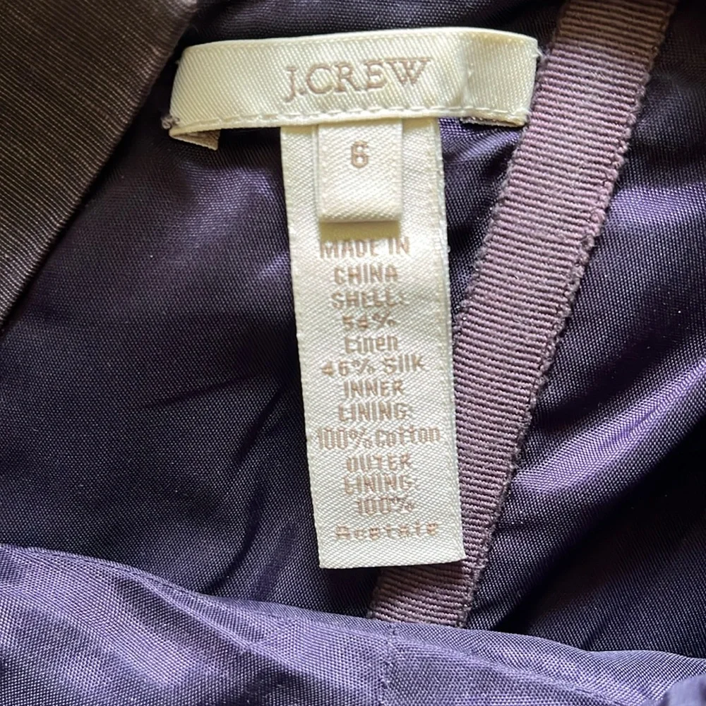 J. CREW Silk/Linen Strapless Dress Purple Sz 6